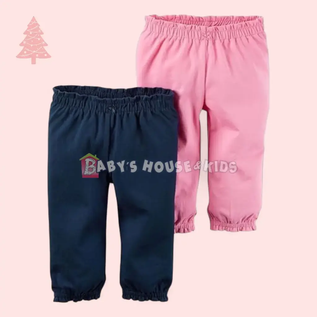 Set de pantalones azul marinony rosado, talla 6 meses