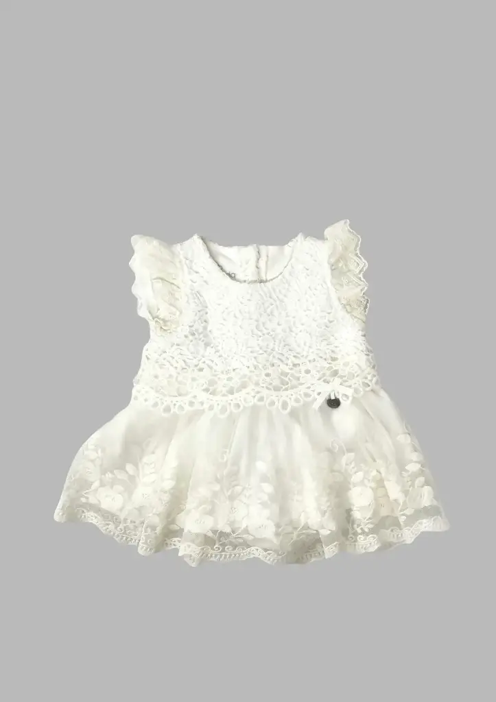 Vestido casual color ivory con detalles de bordado 6 meses