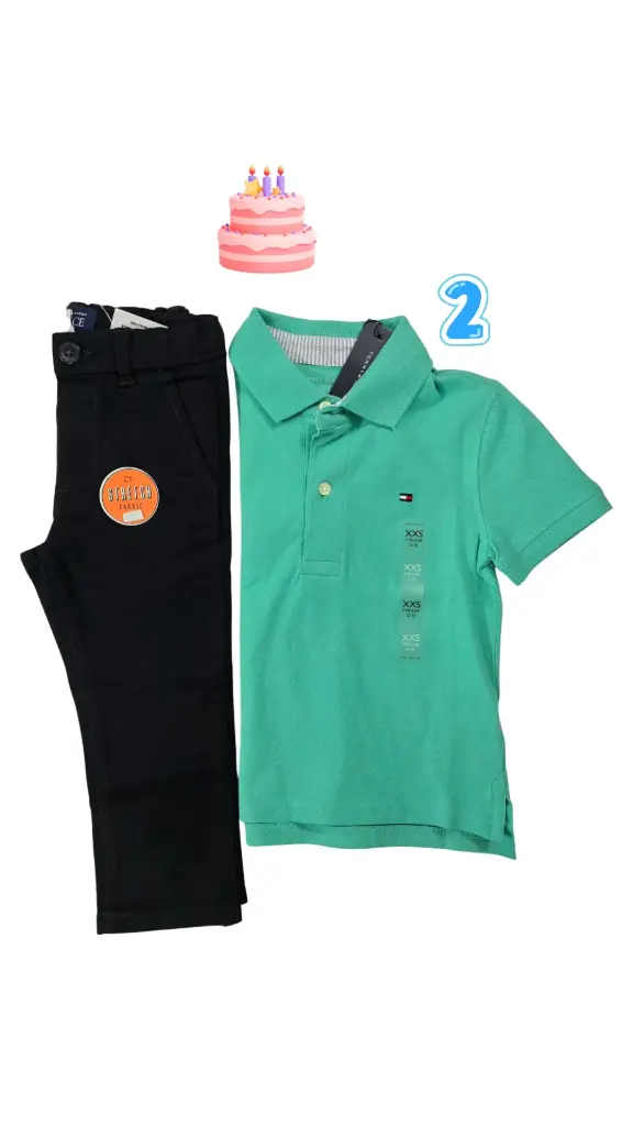Polo verde y pantalón azul marino 2t de varón 