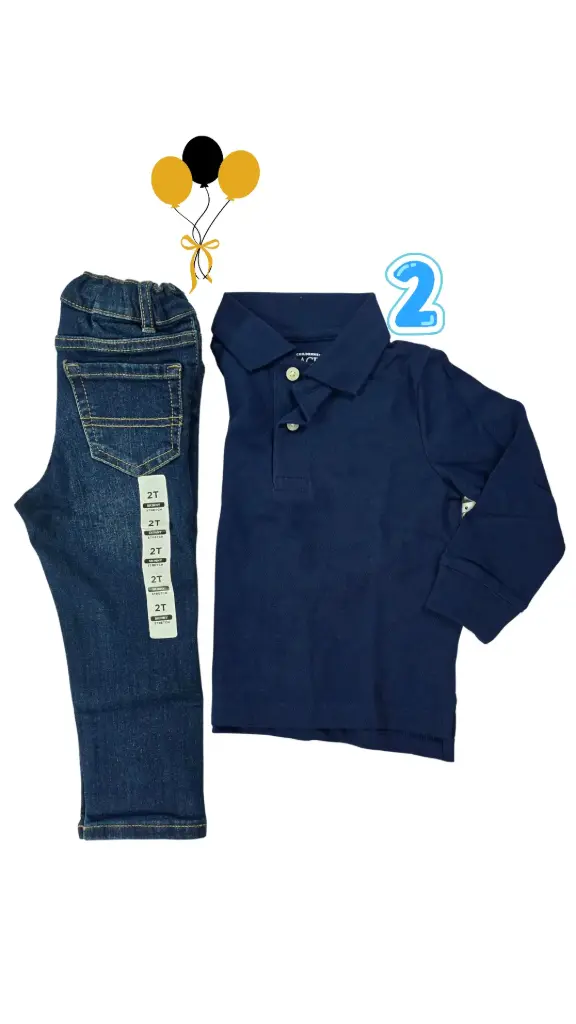 Set polo azul marino y Jean prelavado 2t de varón 