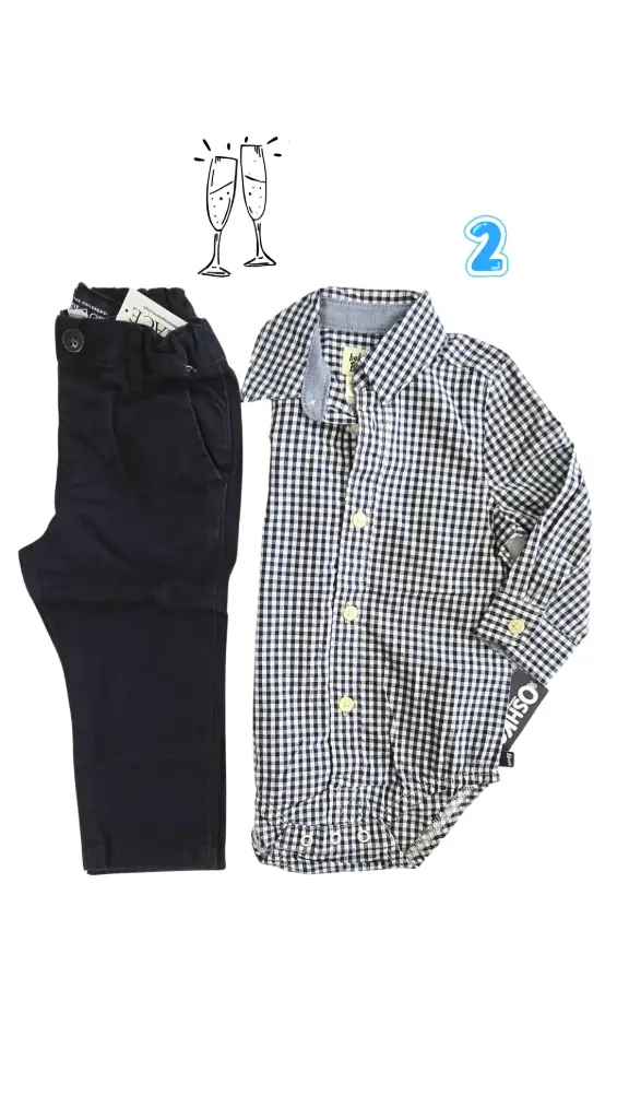 Set Formal camisa cuadriculada talla 2t de varón 