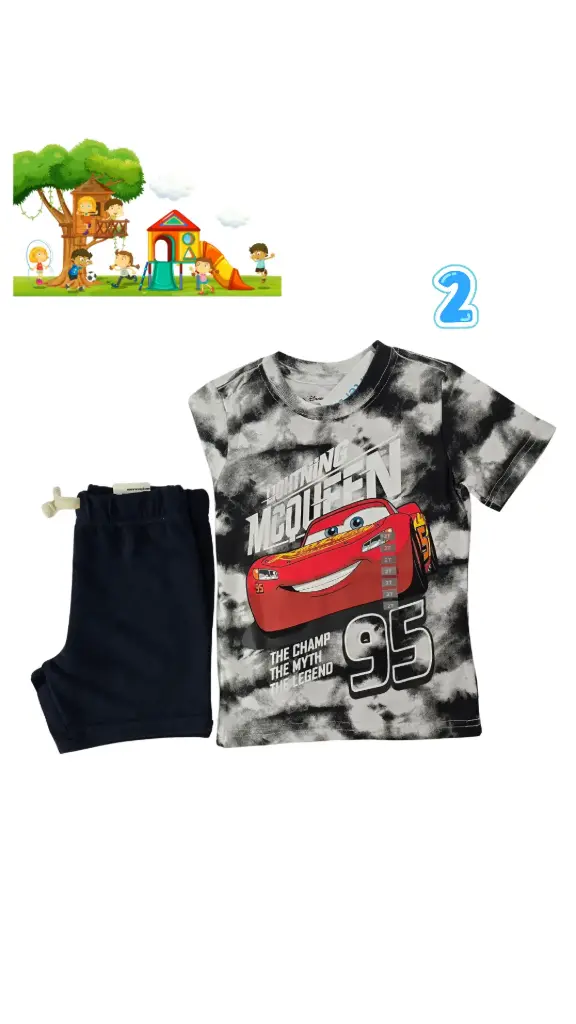 Set fresco Camisa de Cars y short talla 2t de varón 