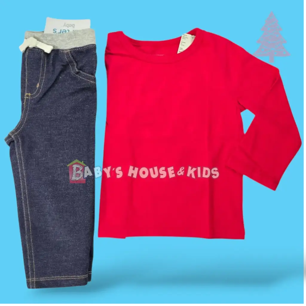 Set Camiseta roja y Jeans talla 12 meses