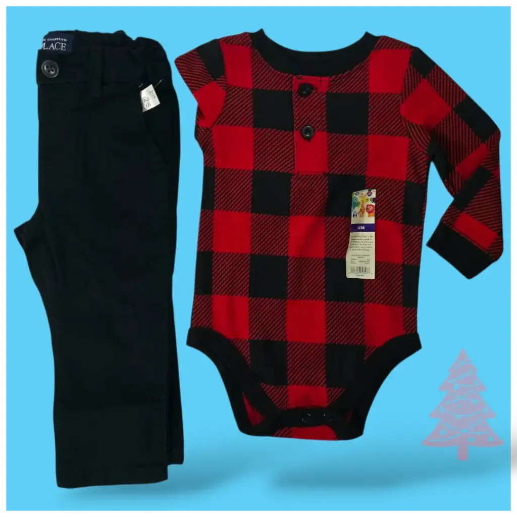 Camisa de temporada ☃️ y pantalón color negro talla 12 meses