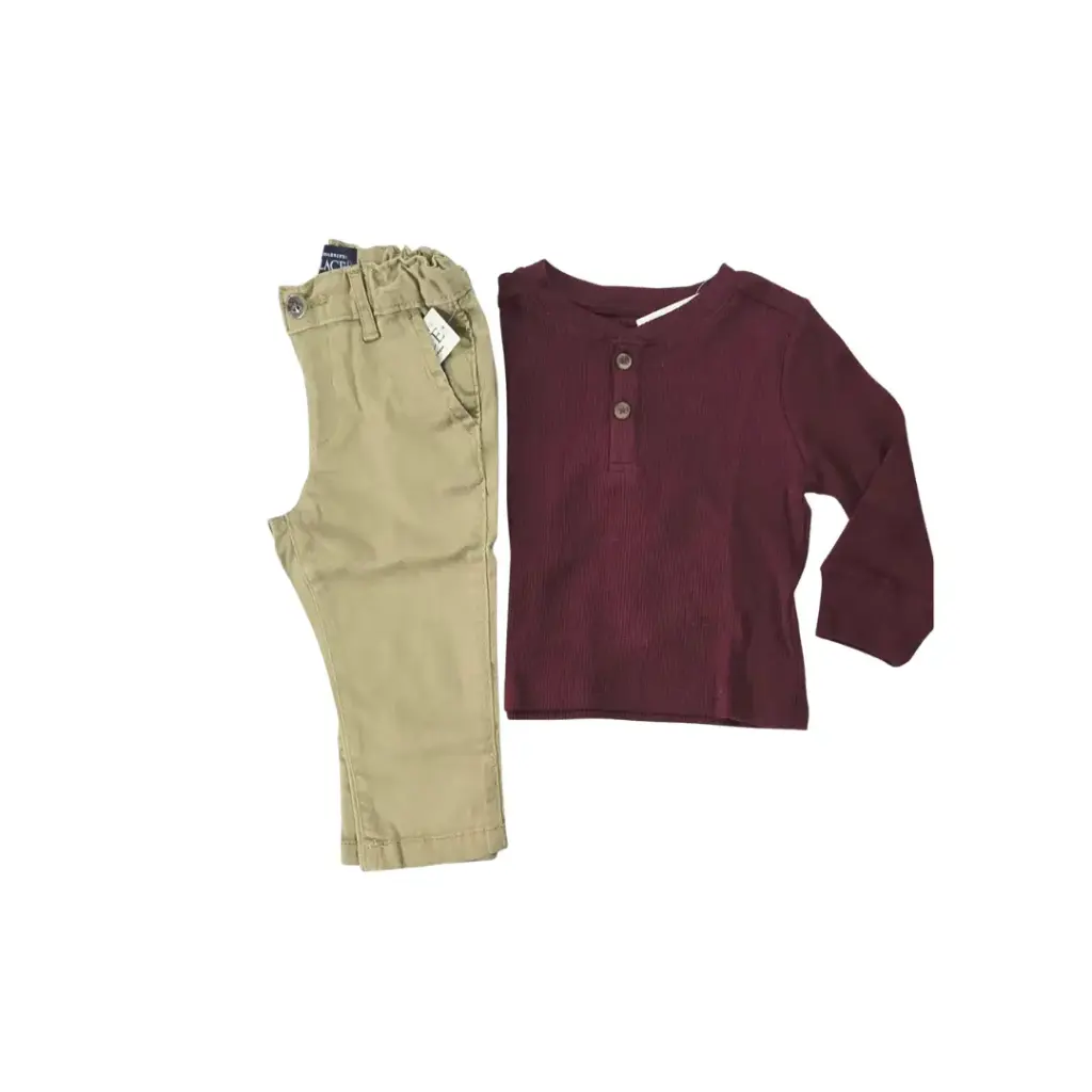 Set Camisa stretch y pantalón caky talla 12 meses varón 