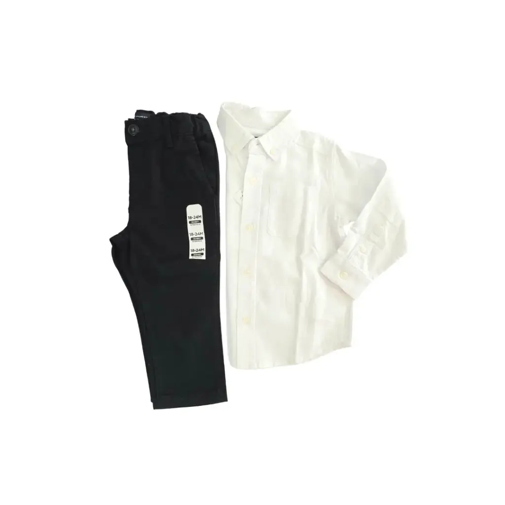 Set  Formal pantalón y camisa blanca de botones talla 18 meses varón 
