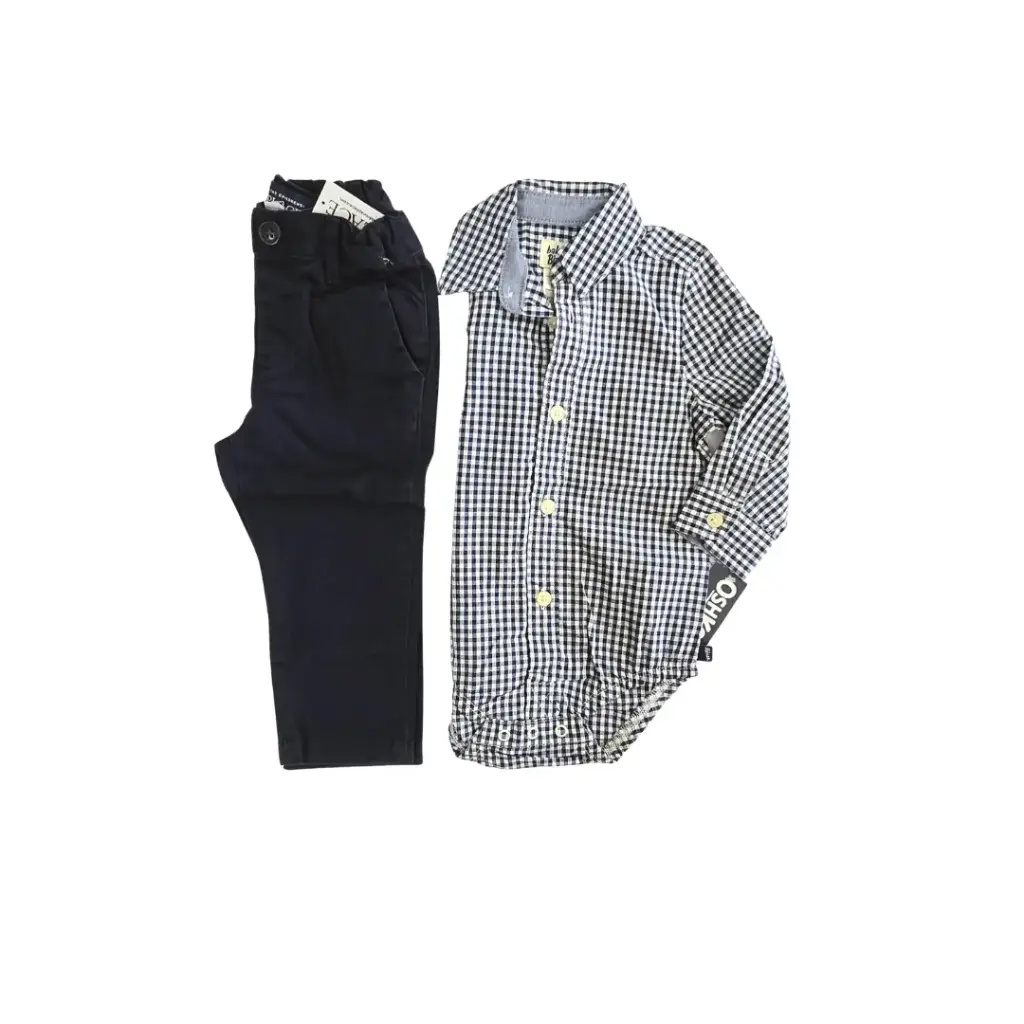 Set Formal camisa cuadriculada talla 18 meses varón 
