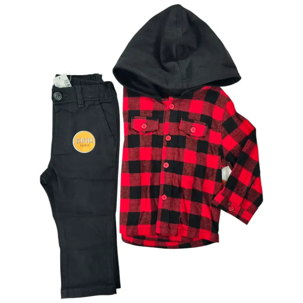 Set Camisa con gorro y pantalón formal talla 18 meses