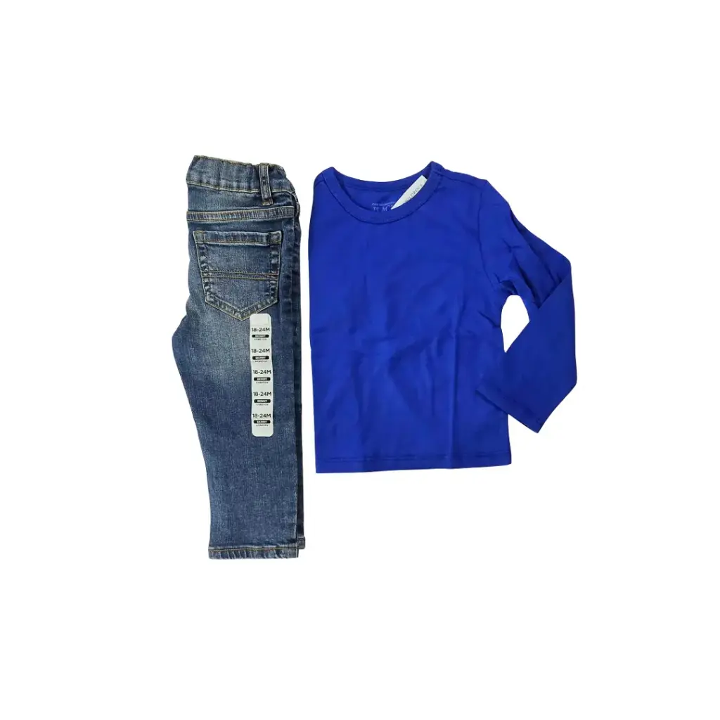 Set Camisa azul y jean talla 18 meses varón 
