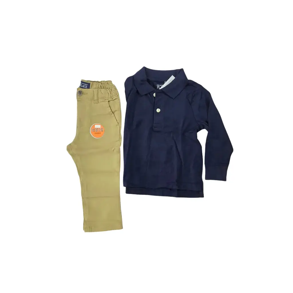 Polo azul marino y pantalón caky talla 18 meses varón 