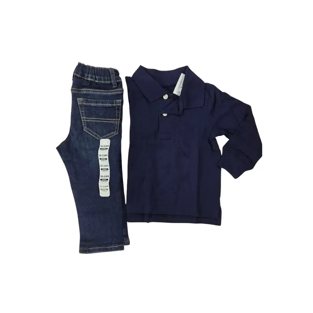 Camisa polo manga larga y jean talla 18 meses varón 