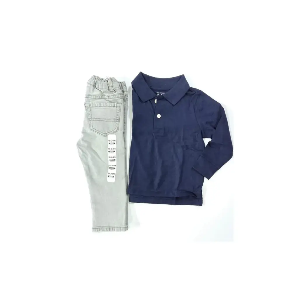 Polo azul y jean color gris talla 18 meses varón 