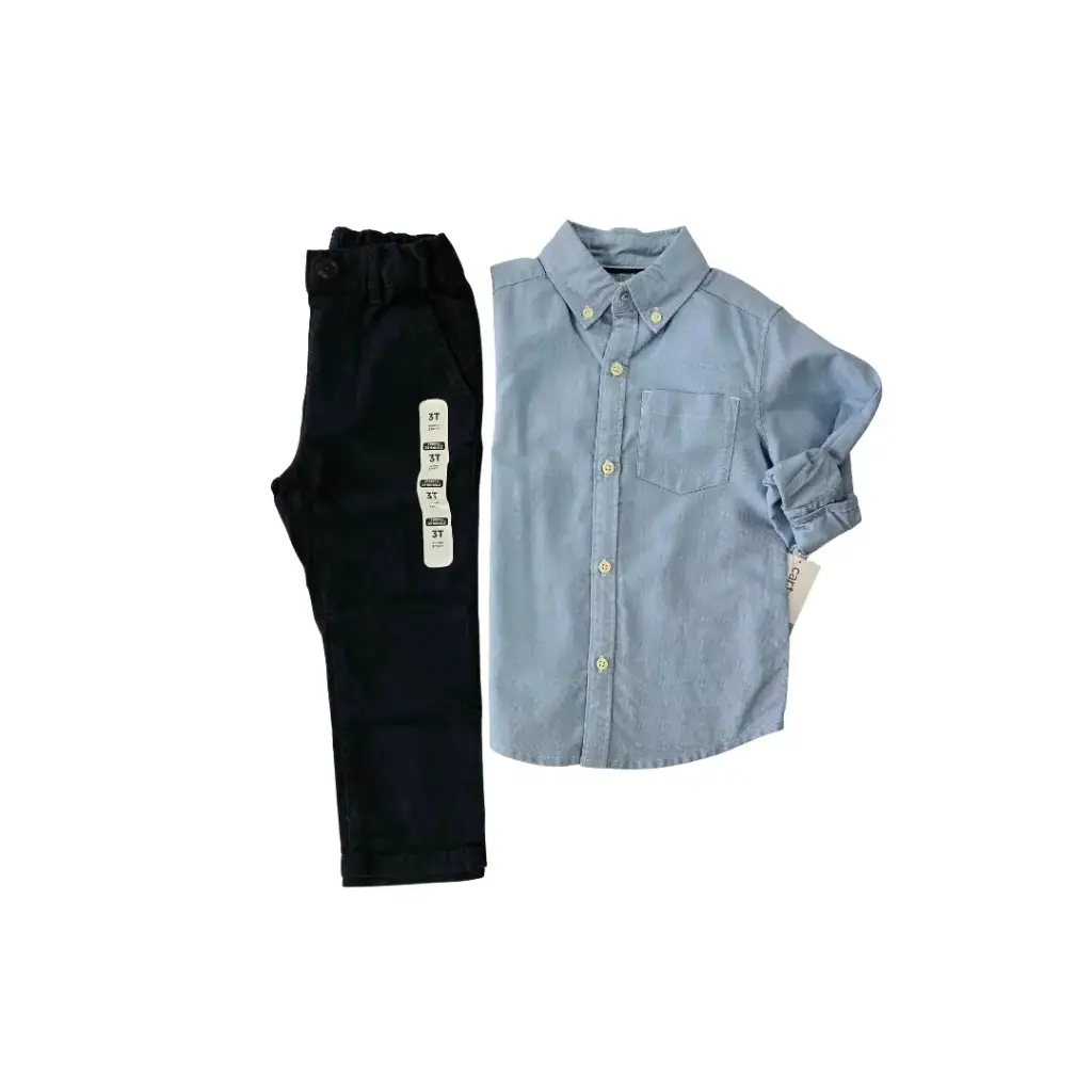Camisa manga larga y pantalón negro formal talla 3t de varón 