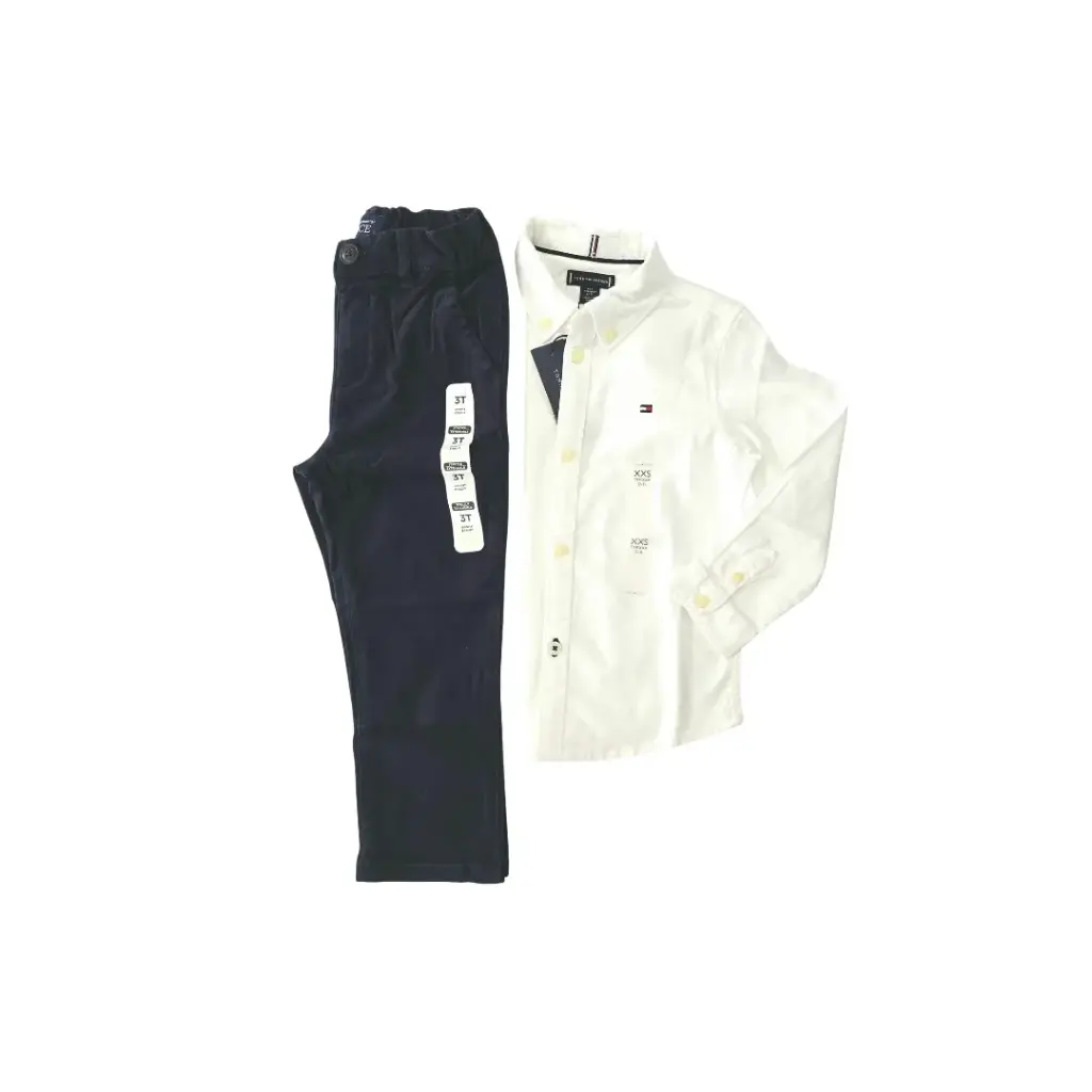 Camisa tommy 2/3 y pantalón negro talla 3t de varón 