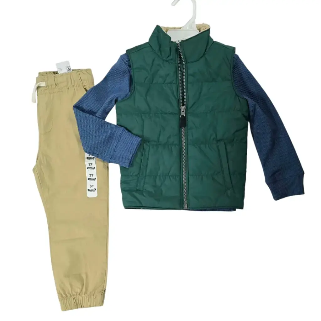 Manga larga, jogger caqui y centro con zipper, talla 3t  