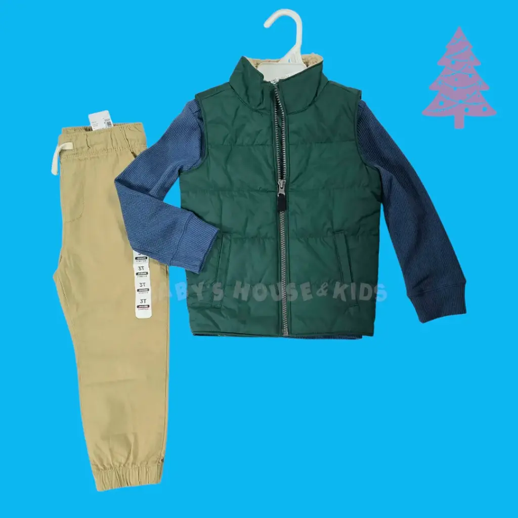 Manga larga, jogger caqui y centro con zipper, talla 3t  