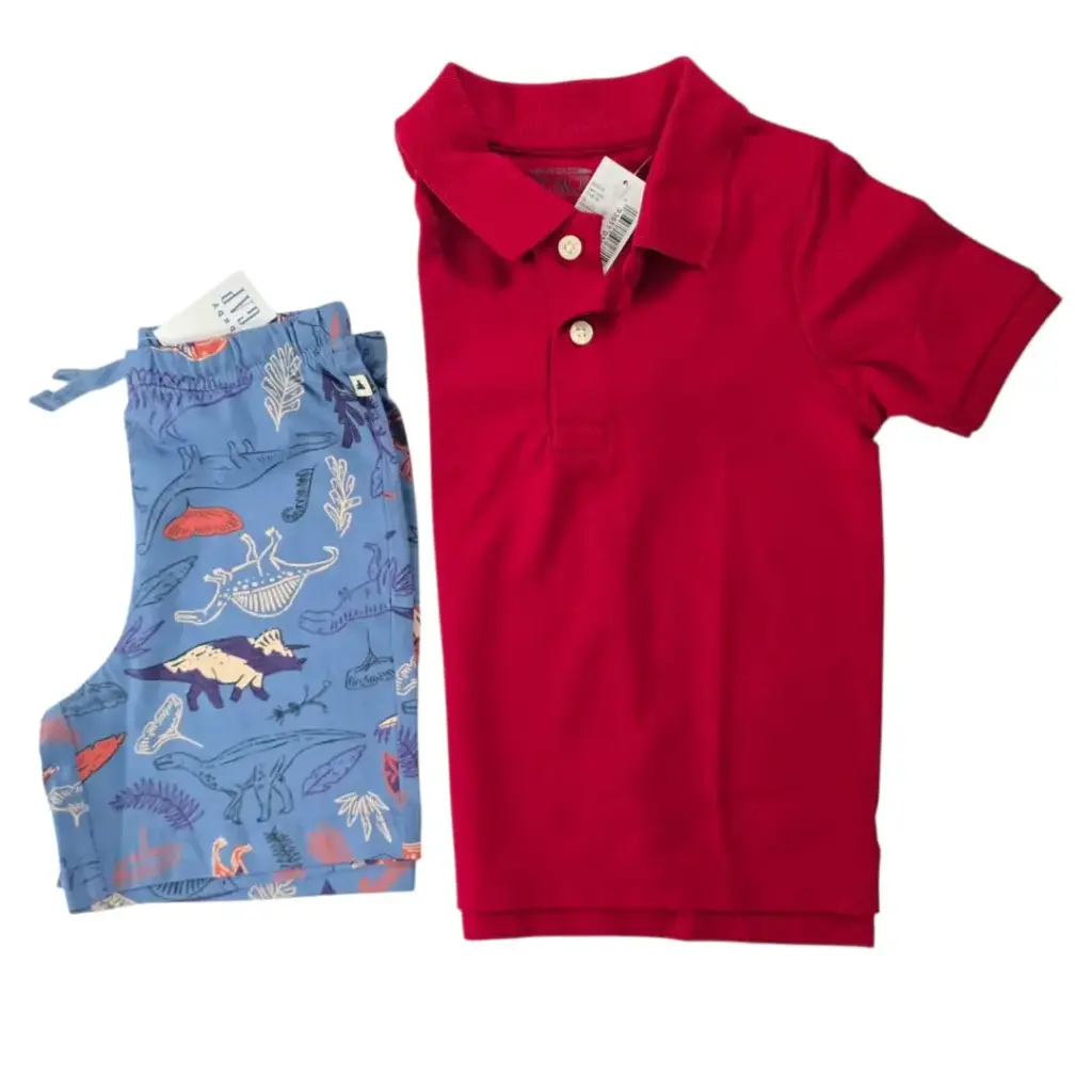 Camisa tipo polo y Short de dinosaurios, talla 3t 