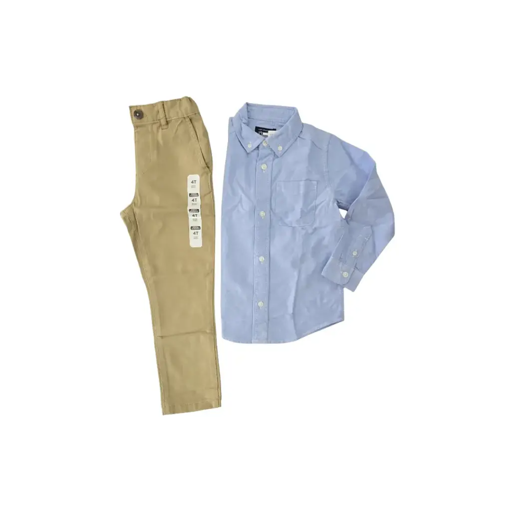 Manga larga de botones y pantalón, talla 4t varón 