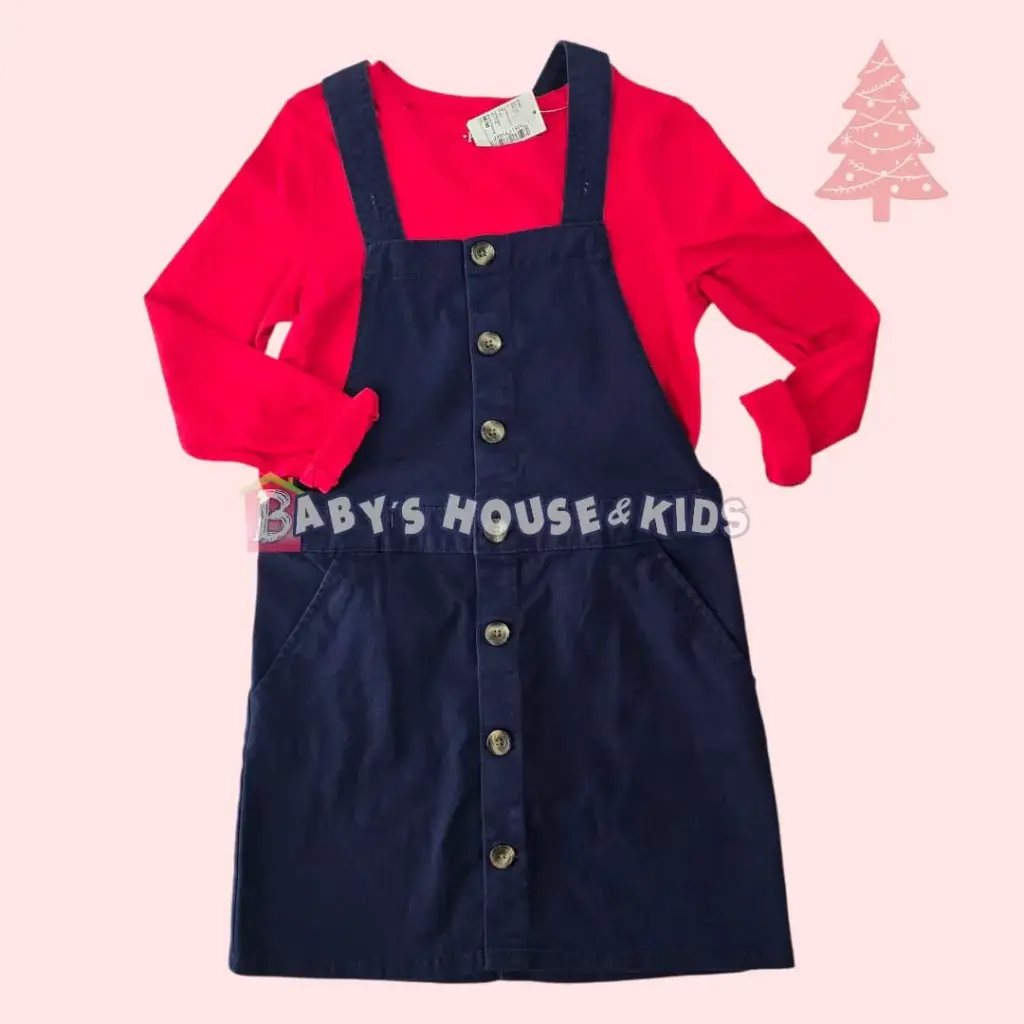  Overol falda y camisa manga larga de algodón, talla 8