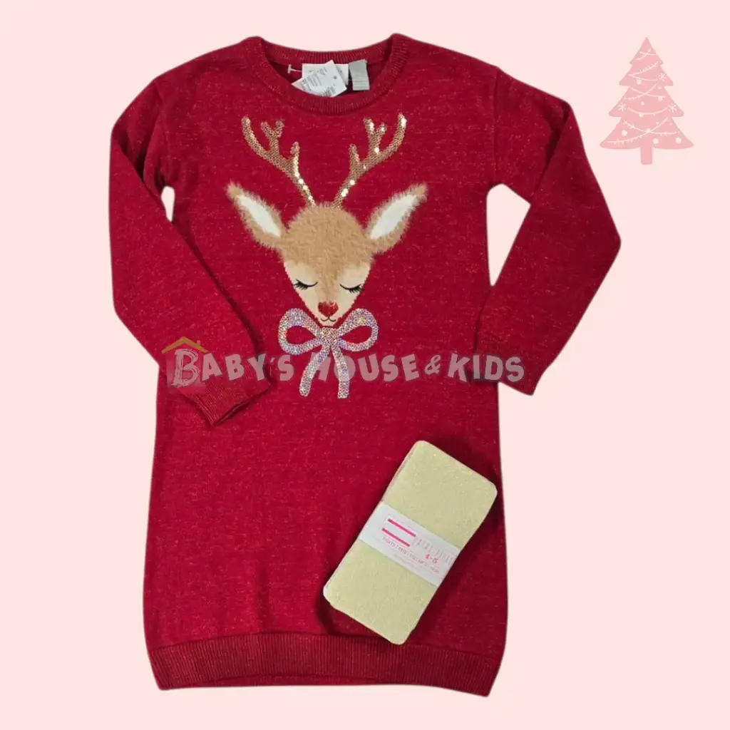 Vestido navideño, tela gruesa, talla 5t 