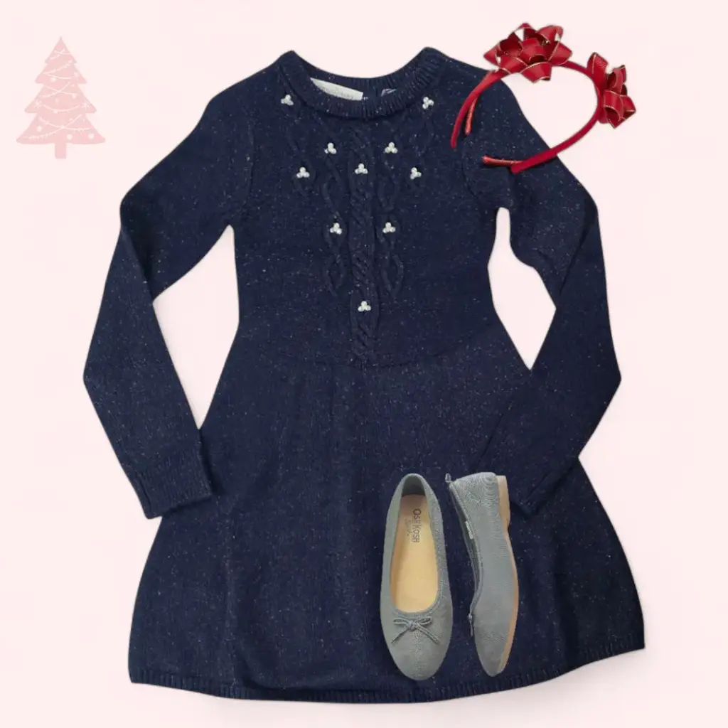 Vestido azul marino calientito, talla 16