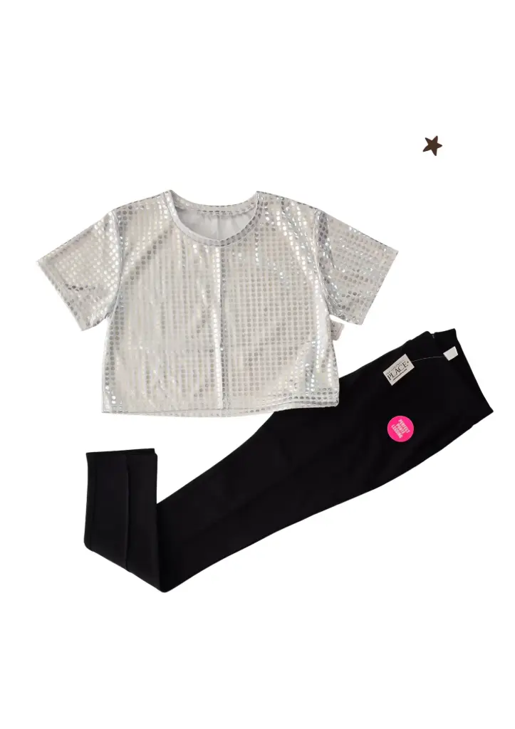Blusa brillante y talle corto, talla 16