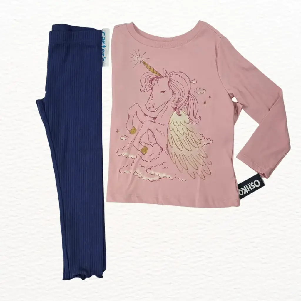 Manga larga de algodón y legging, talla 5t 