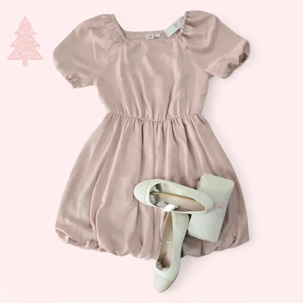 Vestido abombado rosa viejo, talla 7