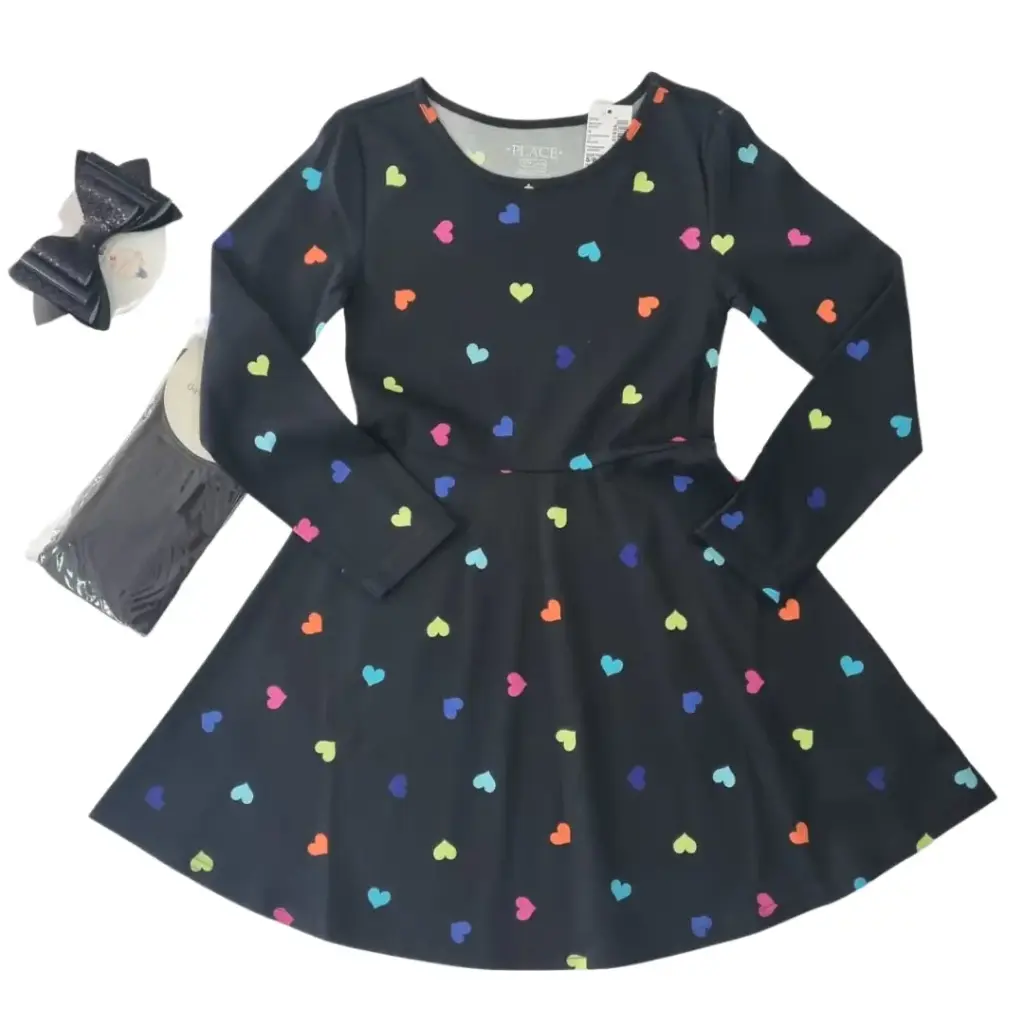Vestido de algodón con corazones, talla 7