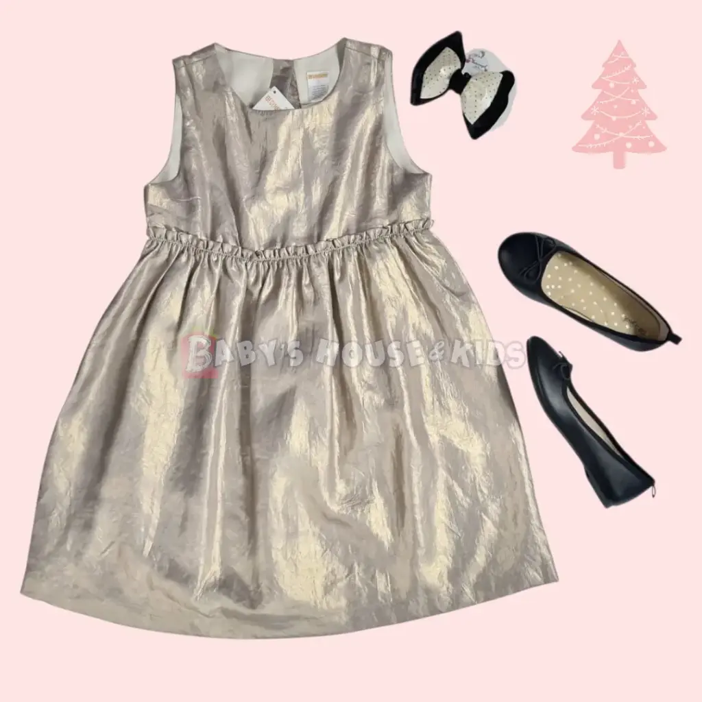 Vestido de satín dorado quemado, talla 7