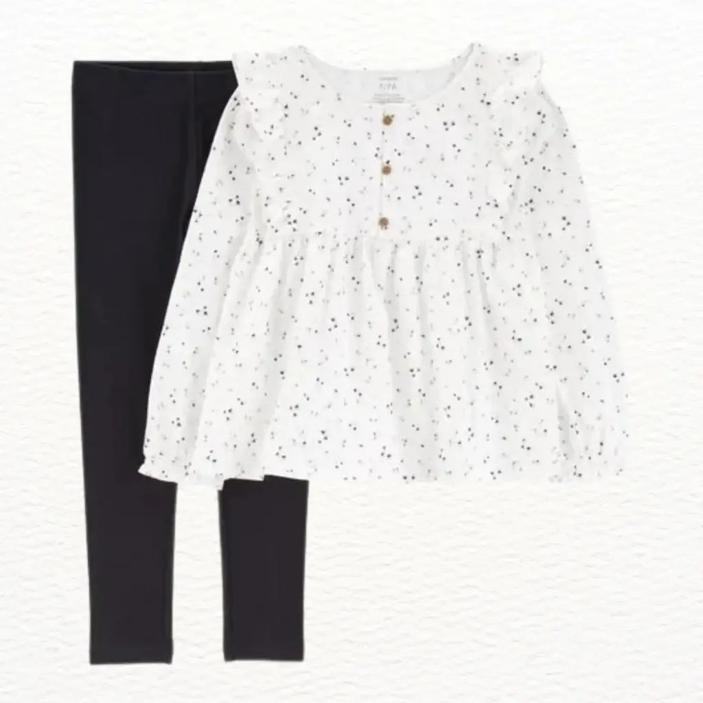 Set de algodón blanco y negro, talla 6