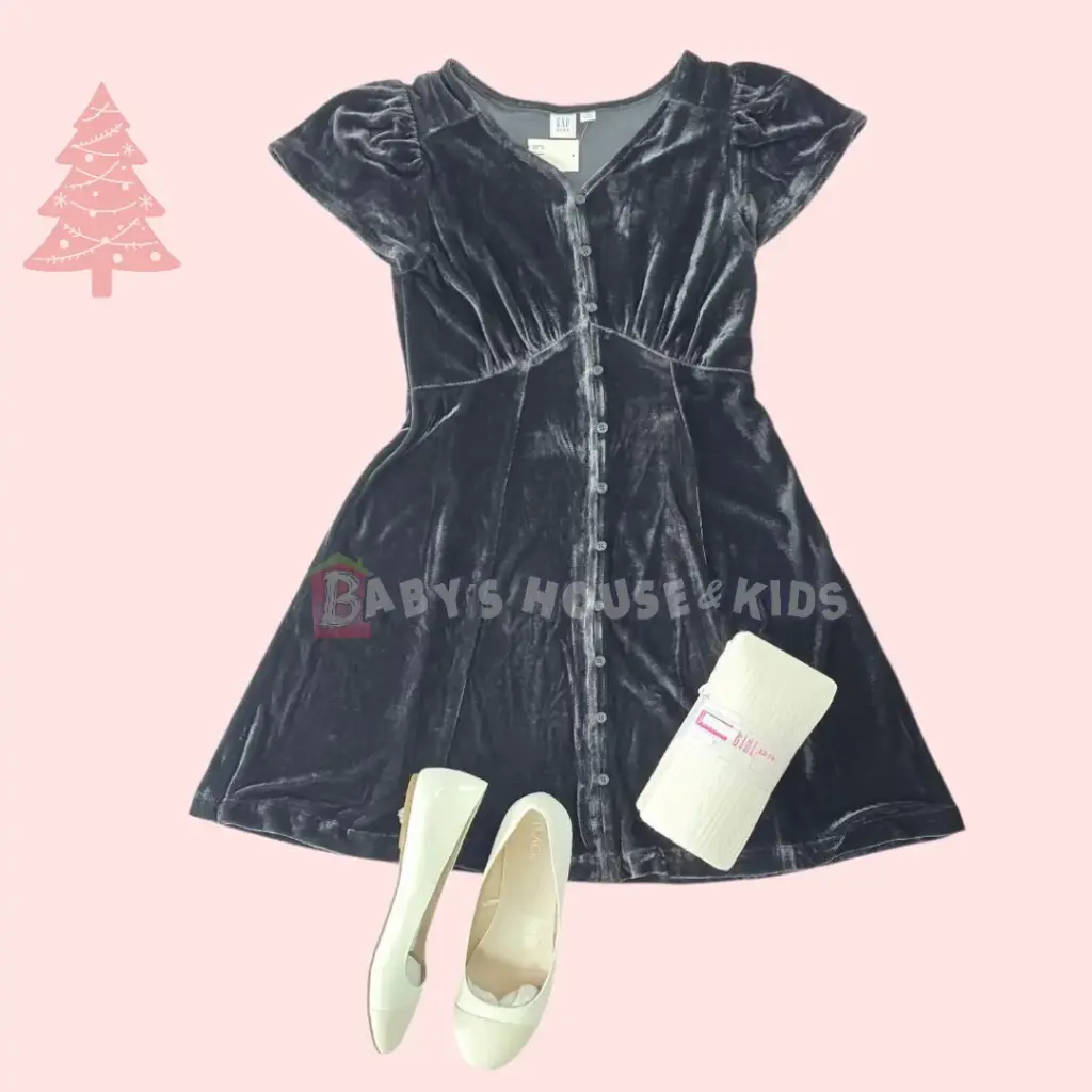 Vestido negro manga corta formal, talla 6