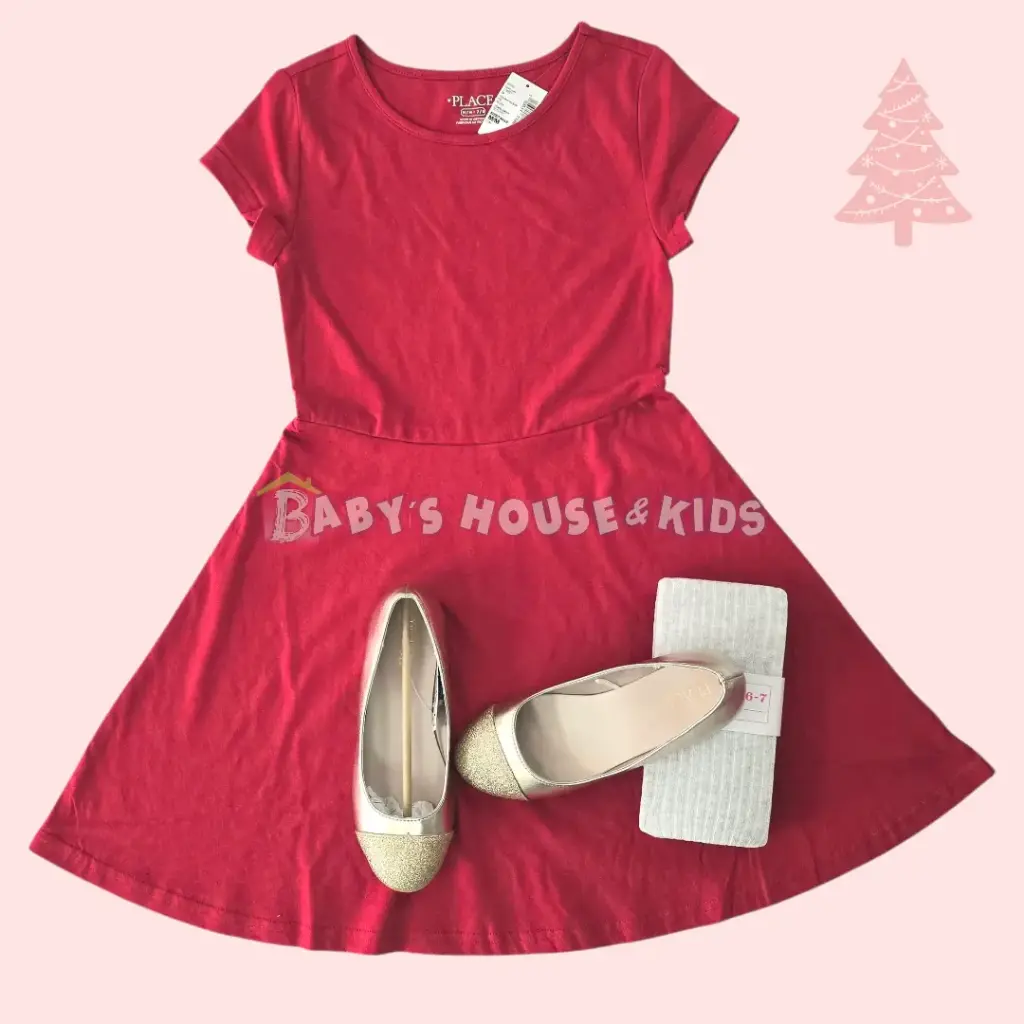 Vestido rojo de algodón, talla 7