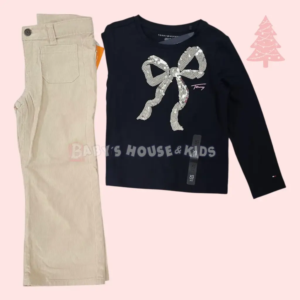 Camisa de algodón con lentejuelas y pantalón ancho, talla 5t 