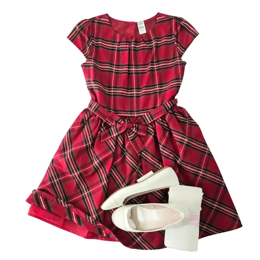 Vestido cuadriculado de satín, con forro interior, talla 4t 