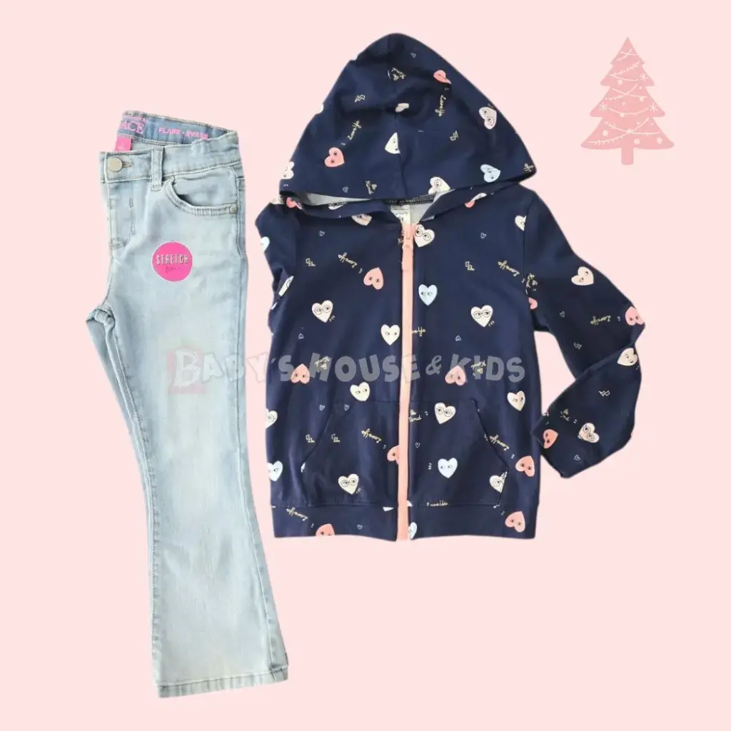 Chumpa de corazones y flare jeans talla 5t 