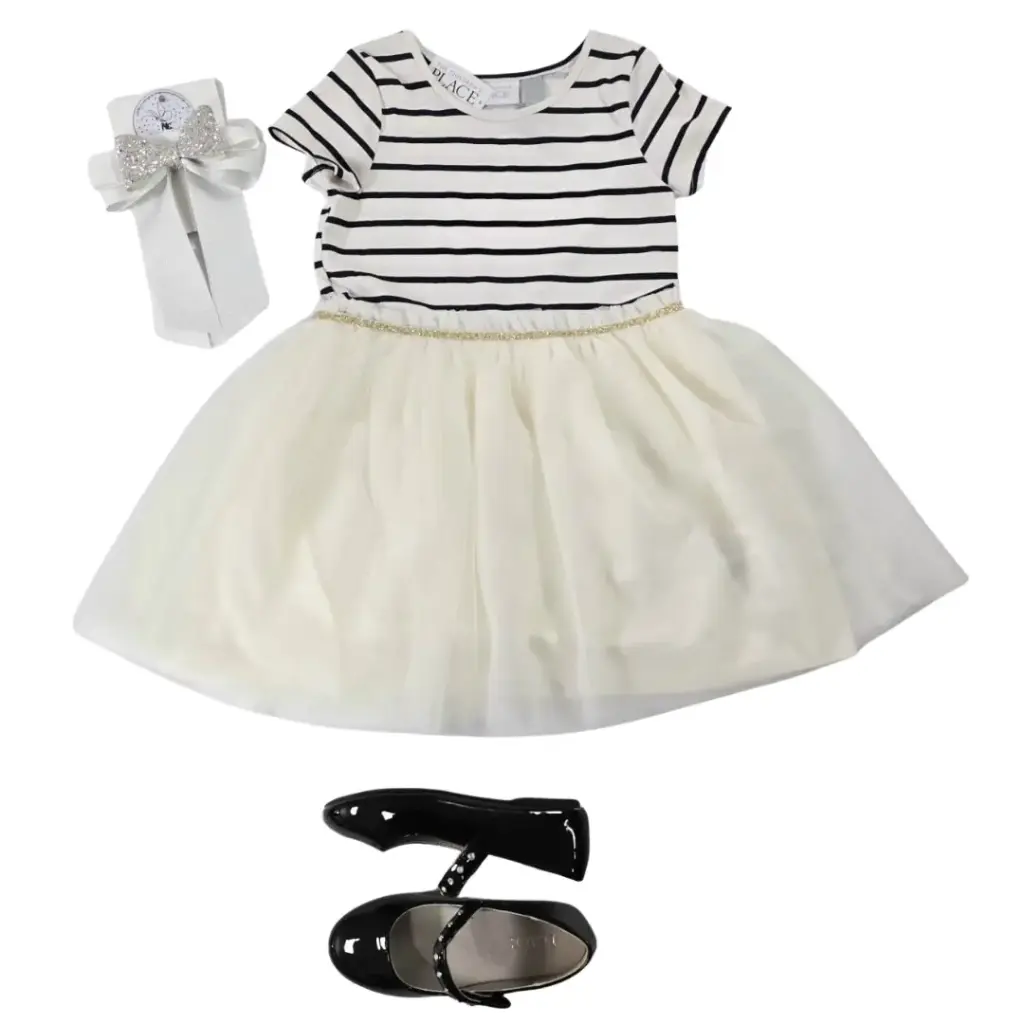 Vestido de algodón y tutú ivory, talla 4t 