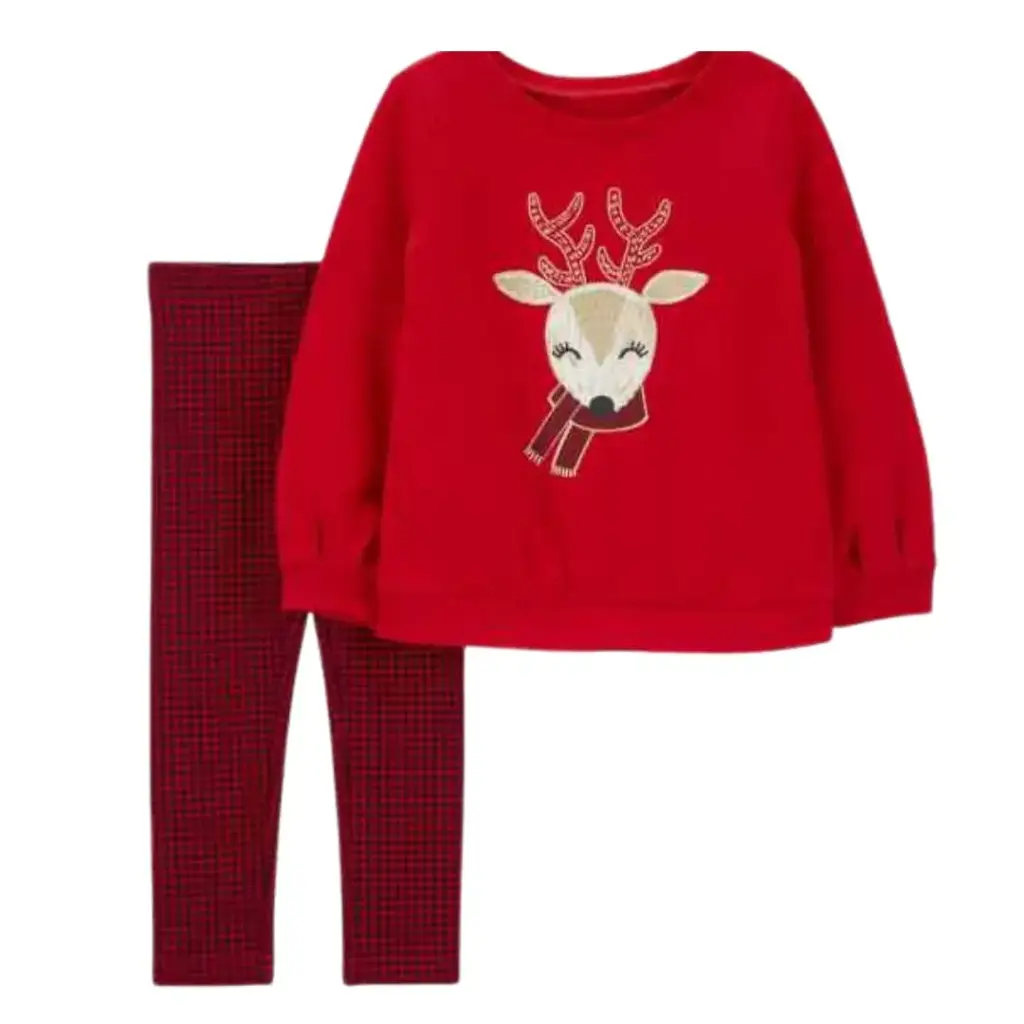 Suéter navideño y jegging cuadriculado, talla 4t 
