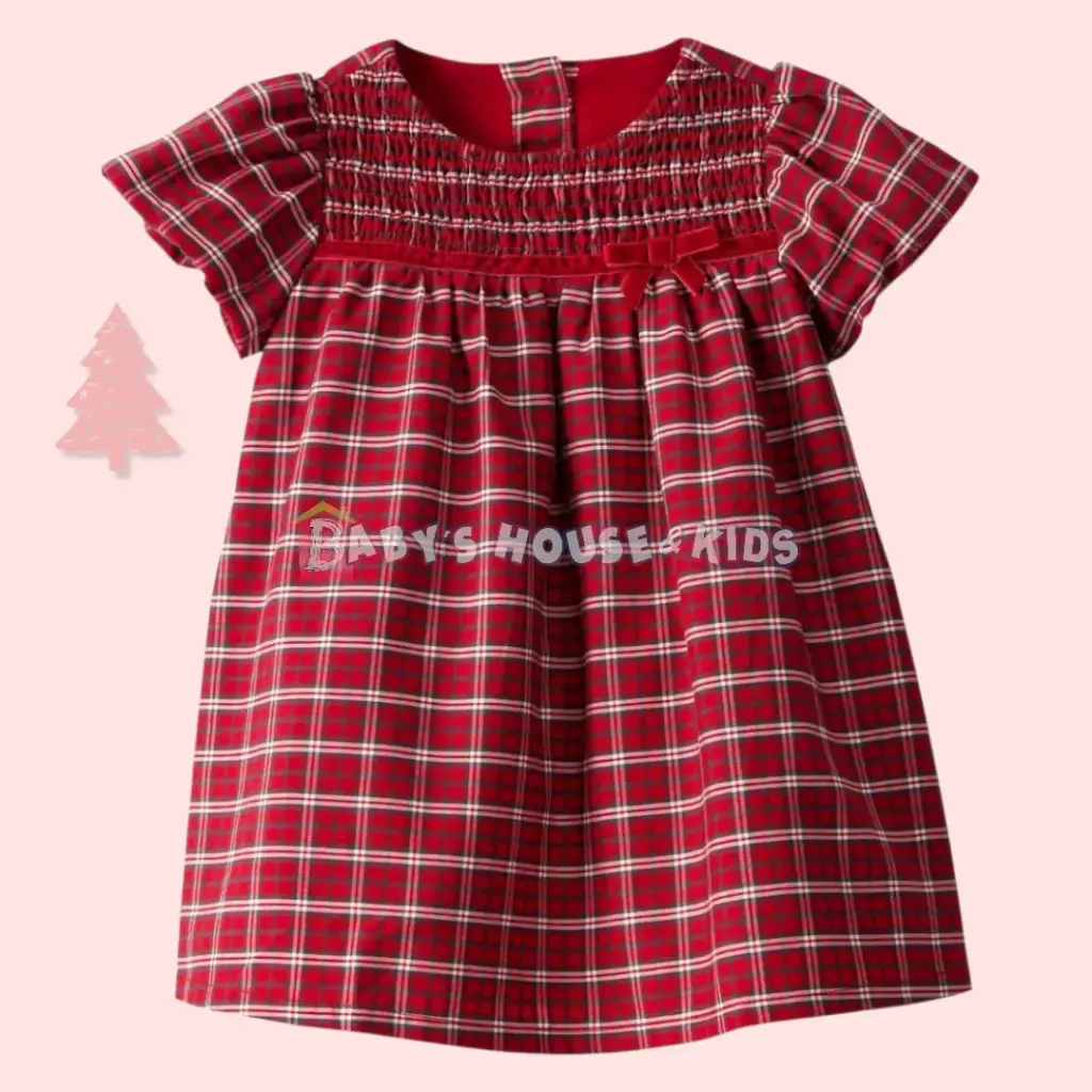 Batita manga corta, cuadriculada roja, talla 18 meses 