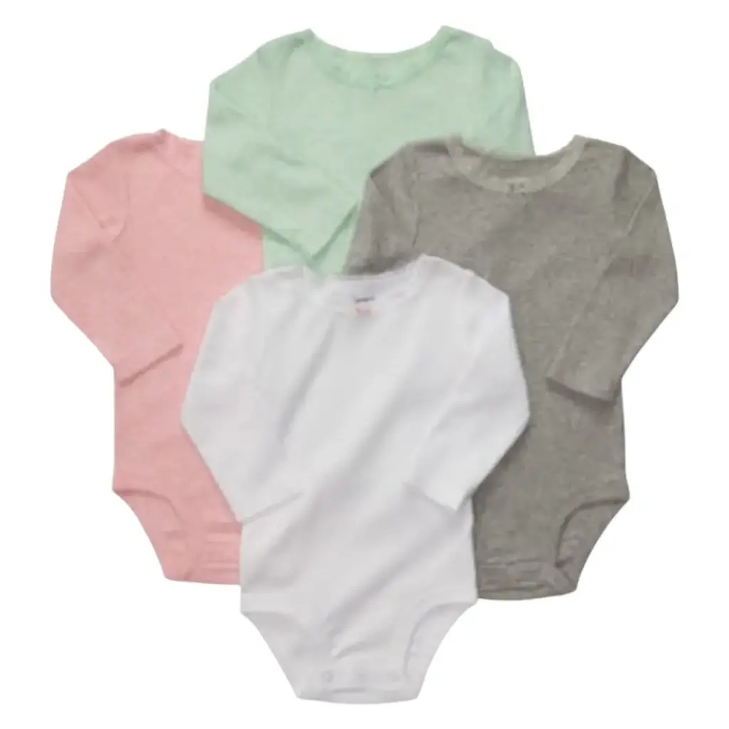Set de 4 mamelucos manga larga, talla 12 meses