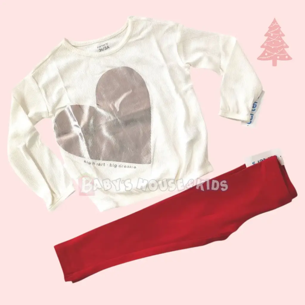 Manga larga con corazón plateado y legging, talla 3t 