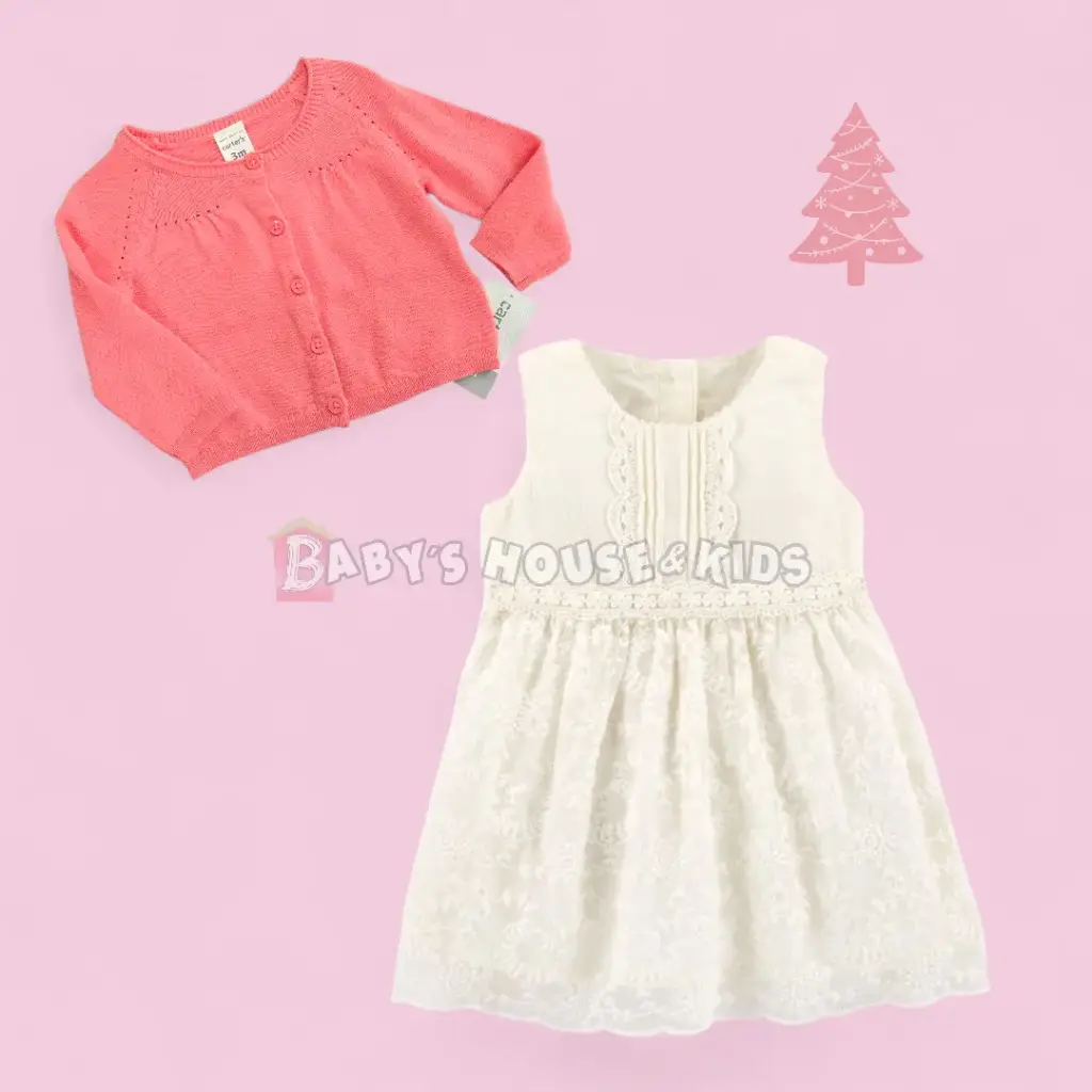 Vestido color ivory, talla 3 meses