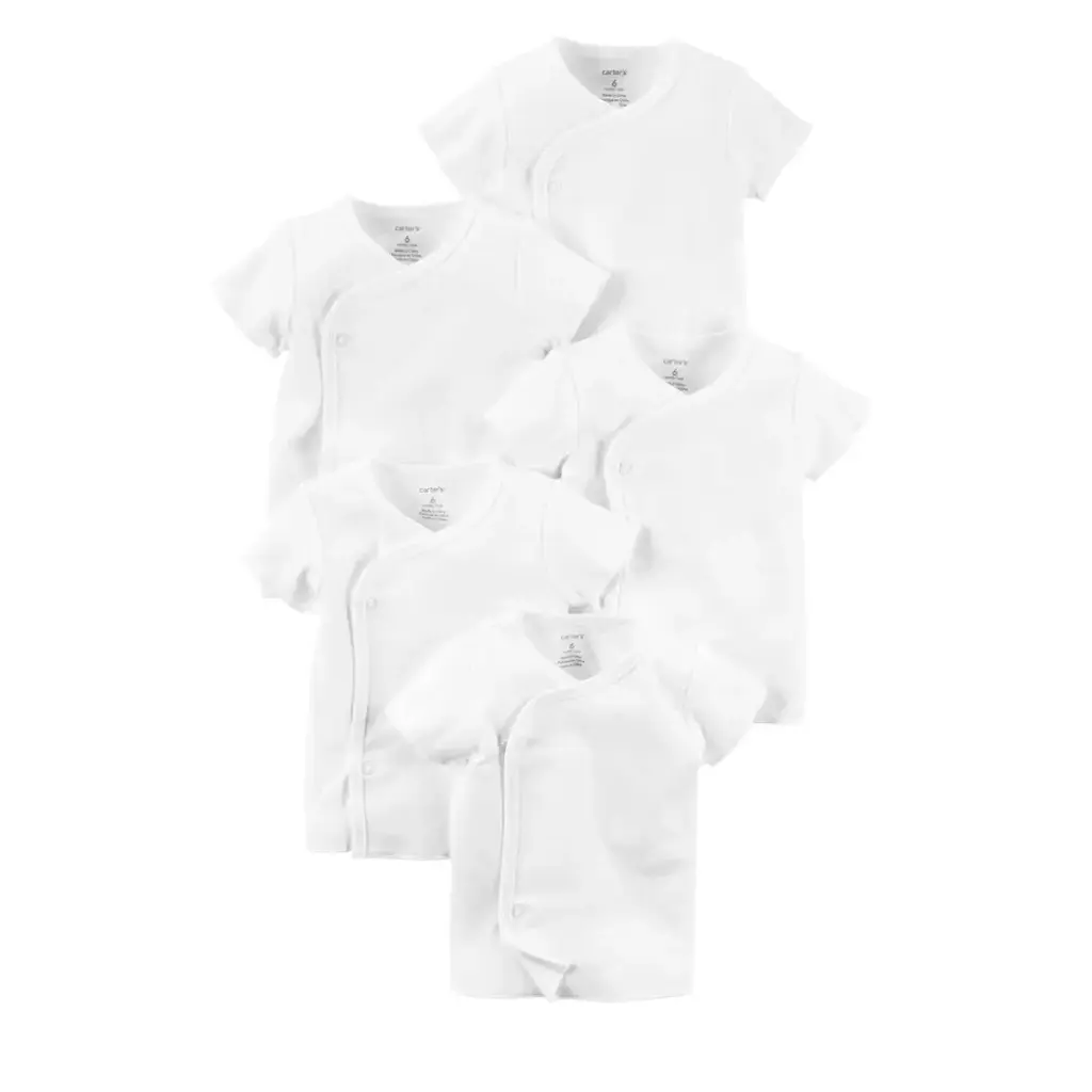 Set camisitas blancas de botones, para bebé prematuro