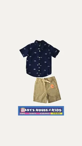 Camisa de botones y short cargo, talla 2t varón 