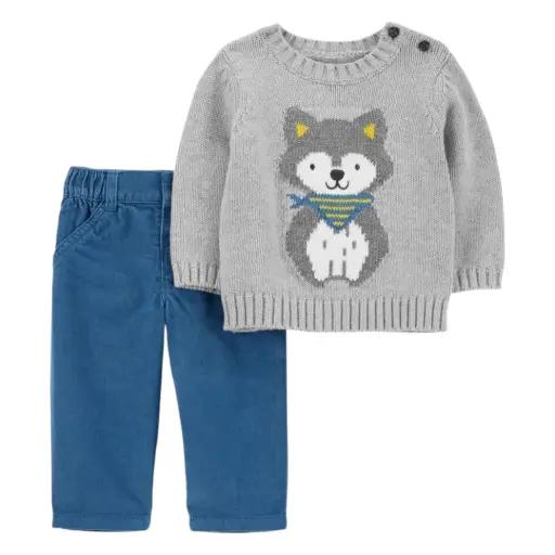 Set 🐺 corduroi y sweater de algodón talla 9 meses