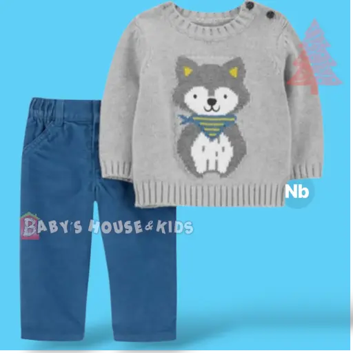 Set 🐺 pantalón corduroi y sweater de algodón talla 9 meses