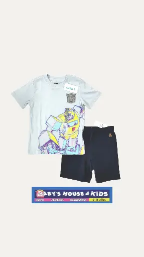 Camiseta de personaje + Short con ajustador de cintura en talla 3t varón 