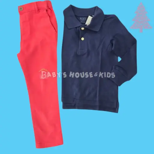 Polo azul marino y pantalón talla 5t