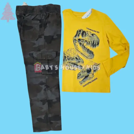 Camiseta 🦖 y Pantalón bombero militar, talla 6