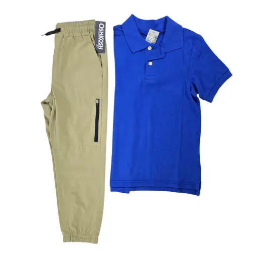 Polo azul y jogger liviano tela deportiva, talla 6